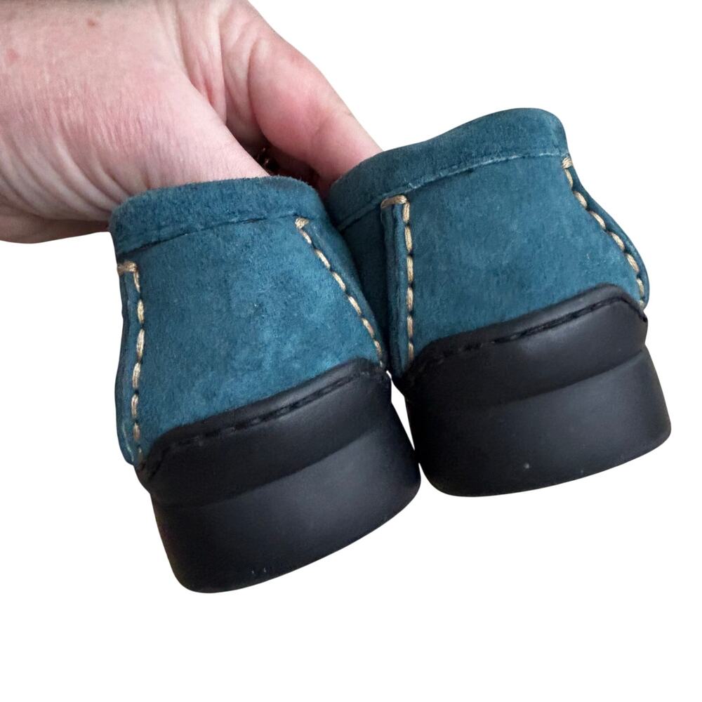Vintage Hush Puppies ladies US 9M Teal Green Suede Loafers Flats Comfort Shoes - Picture 4 of 11